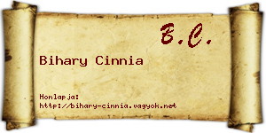 Bihary Cinnia névjegykártya